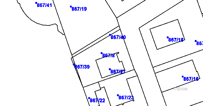 Parcela st. 867/8 v KÚ Lázně Bohdaneč, Katastrální mapa