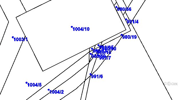 Parcela st. 980/16 v KÚ Lázně Bohdaneč, Katastrální mapa