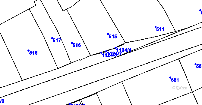 Parcela st. 1124/3 v KÚ Lázně Bohdaneč, Katastrální mapa