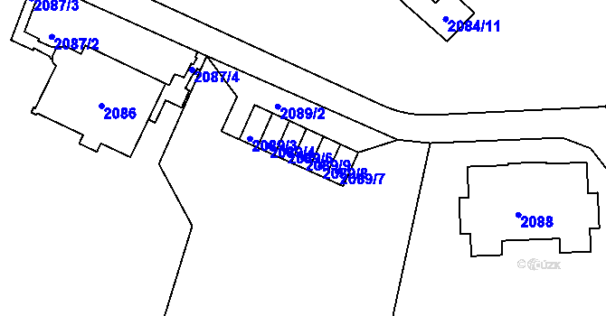 Parcela st. 2089/9 v KÚ Lázně Bohdaneč, Katastrální mapa