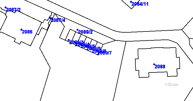 Parcela st. 2089/7 v KÚ Lázně Bohdaneč, Katastrální mapa