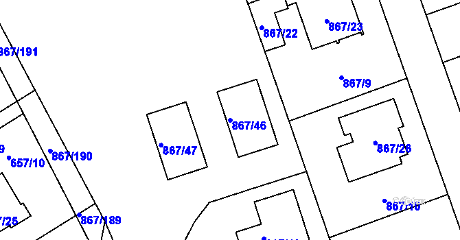 Parcela st. 867/46 v KÚ Lázně Bohdaneč, Katastrální mapa