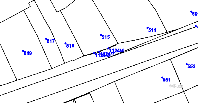Parcela st. 1124/7 v KÚ Lázně Bohdaneč, Katastrální mapa
