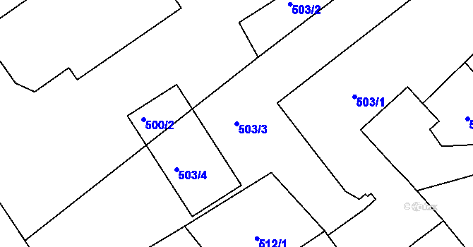Parcela st. 503/3 v KÚ Lázně Bohdaneč, Katastrální mapa