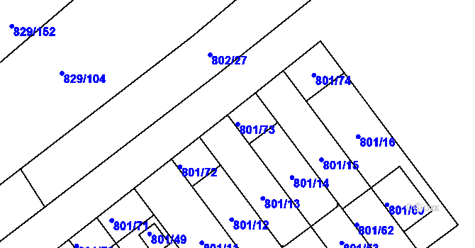 Parcela st. 801/73 v KÚ Lázně Bohdaneč, Katastrální mapa