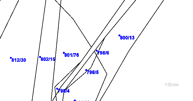 Parcela st. 798/6 v KÚ Lázně Bohdaneč, Katastrální mapa