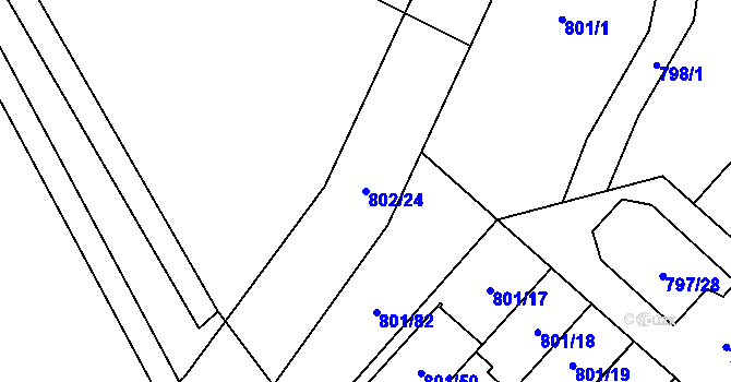 Parcela st. 802/24 v KÚ Lázně Bohdaneč, Katastrální mapa