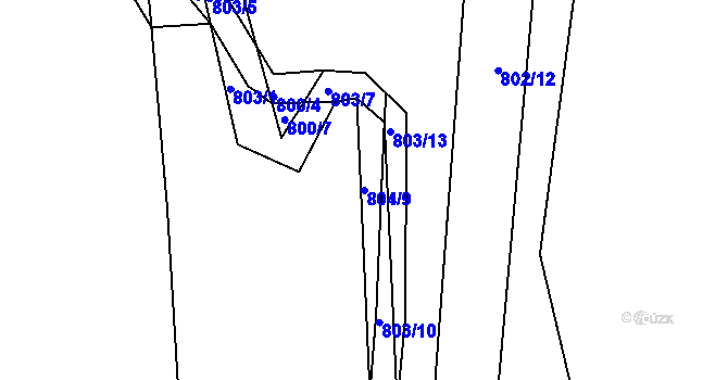 Parcela st. 804/9 v KÚ Lázně Bohdaneč, Katastrální mapa