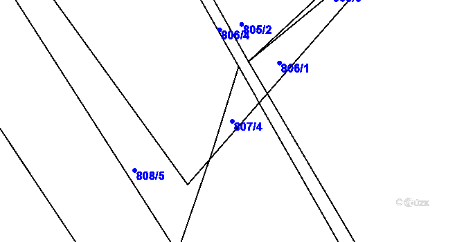 Parcela st. 807/4 v KÚ Lázně Bohdaneč, Katastrální mapa