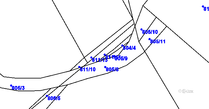 Parcela st. 811/11 v KÚ Lázně Bohdaneč, Katastrální mapa