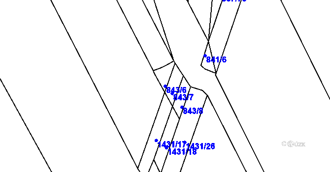 Parcela st. 843/6 v KÚ Lázně Bohdaneč, Katastrální mapa