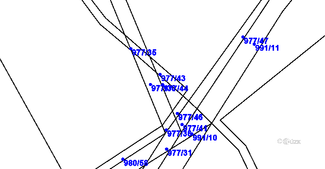 Parcela st. 977/44 v KÚ Lázně Bohdaneč, Katastrální mapa