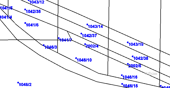 Parcela st. 2002/4 v KÚ Lázně Bohdaneč, Katastrální mapa