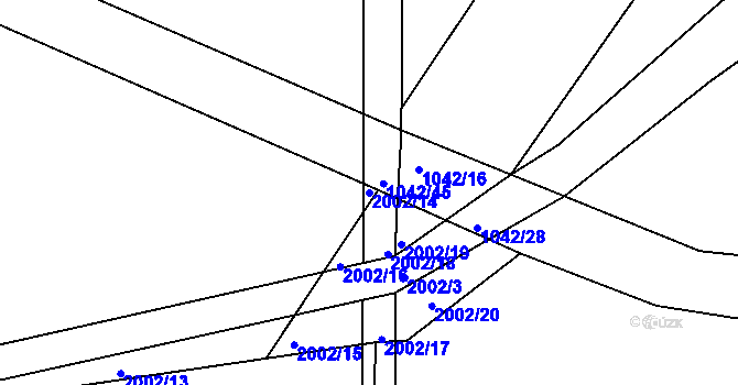 Parcela st. 2002/14 v KÚ Lázně Bohdaneč, Katastrální mapa