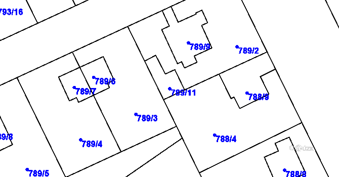 Parcela st. 789/11 v KÚ Lázně Bohdaneč, Katastrální mapa