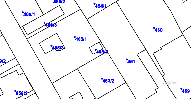 Parcela st. 465/2 v KÚ Lázně Bohdaneč, Katastrální mapa