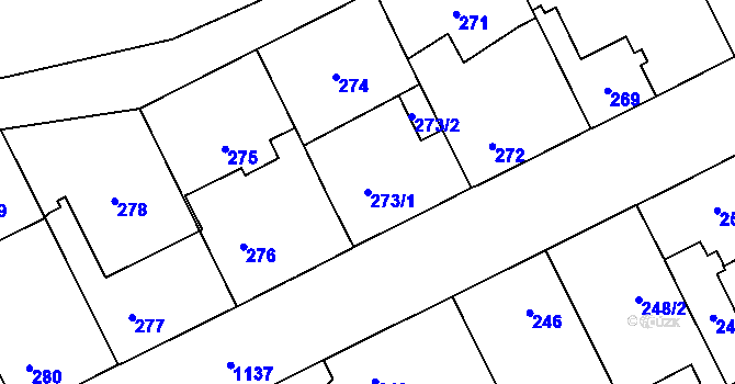 Parcela st. 273/1 v KÚ Lázně Bohdaneč, Katastrální mapa