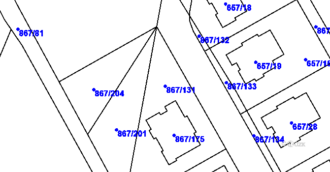 Parcela st. 867/131 v KÚ Lázně Bohdaneč, Katastrální mapa