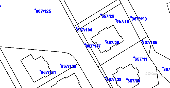 Parcela st. 867/137 v KÚ Lázně Bohdaneč, Katastrální mapa