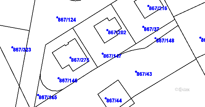 Parcela st. 867/147 v KÚ Lázně Bohdaneč, Katastrální mapa