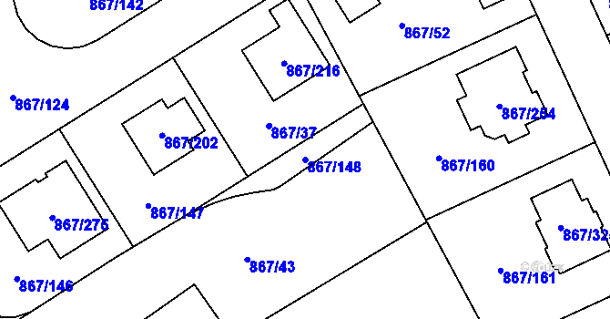 Parcela st. 867/148 v KÚ Lázně Bohdaneč, Katastrální mapa