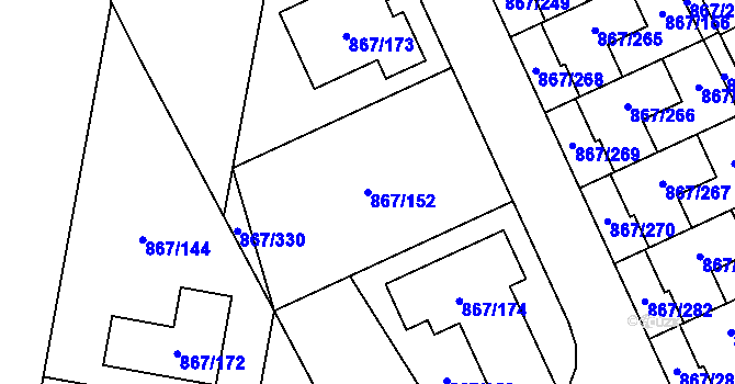 Parcela st. 867/152 v KÚ Lázně Bohdaneč, Katastrální mapa