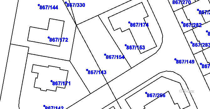 Parcela st. 867/154 v KÚ Lázně Bohdaneč, Katastrální mapa