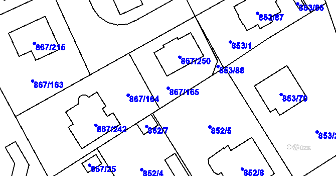 Parcela st. 867/165 v KÚ Lázně Bohdaneč, Katastrální mapa