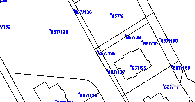 Parcela st. 867/196 v KÚ Lázně Bohdaneč, Katastrální mapa