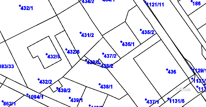 Parcela st. 437/2 v KÚ Lázně Bohdaneč, Katastrální mapa