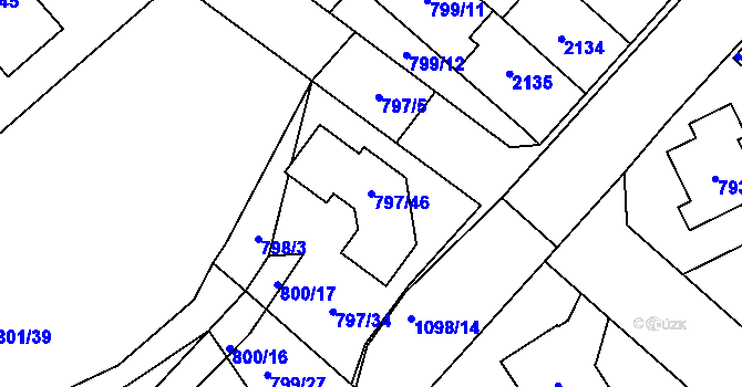 Parcela st. 797/46 v KÚ Lázně Bohdaneč, Katastrální mapa