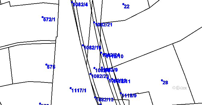Parcela st. 1082/24 v KÚ Lázně Bohdaneč, Katastrální mapa