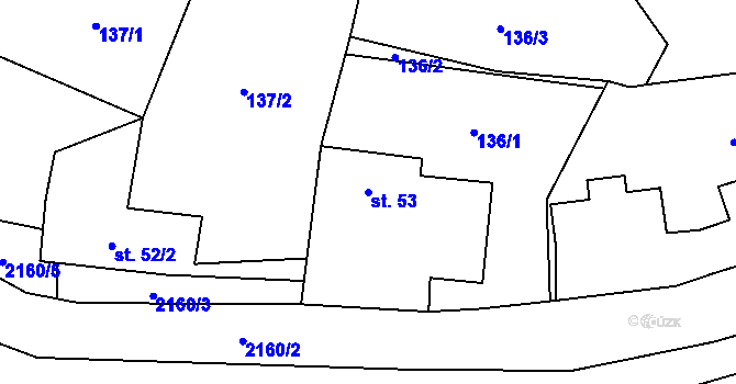 Parcela st. 53 v KÚ Bohdanovice, Katastrální mapa