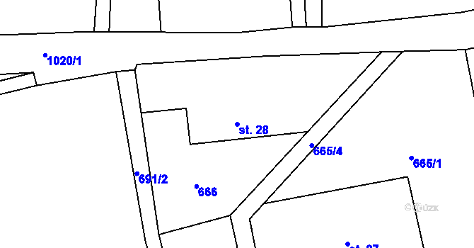 Parcela st. 28 v KÚ Bohdašín v Orlických horách, Katastrální mapa