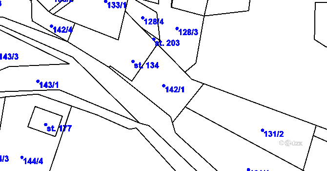 Parcela st. 142/1 v KÚ Bohdašín v Orlických horách, Katastrální mapa