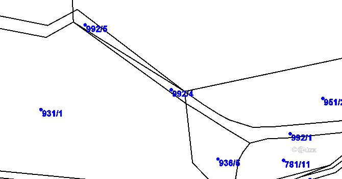 Parcela st. 992/4 v KÚ Bohdašín v Orlických horách, Katastrální mapa