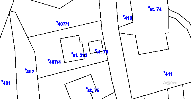 Parcela st. 75 v KÚ Dolní Bohdíkov, Katastrální mapa