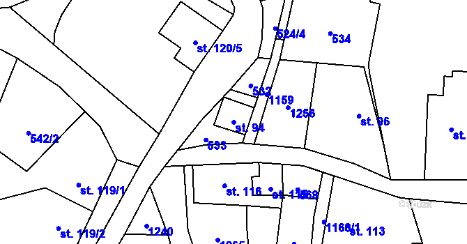 Parcela st. 94 v KÚ Dolní Bohdíkov, Katastrální mapa