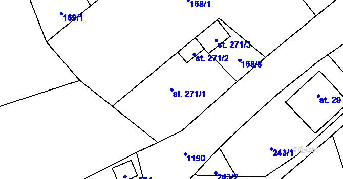 Parcela st. 271/1 v KÚ Dolní Bohdíkov, Katastrální mapa