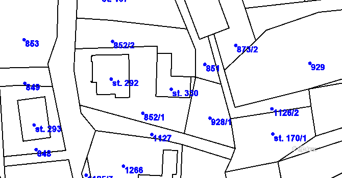 Parcela st. 330 v KÚ Dolní Bohdíkov, Katastrální mapa