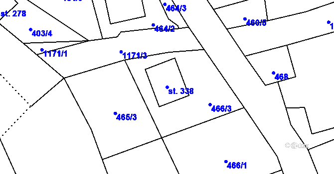 Parcela st. 338 v KÚ Dolní Bohdíkov, Katastrální mapa