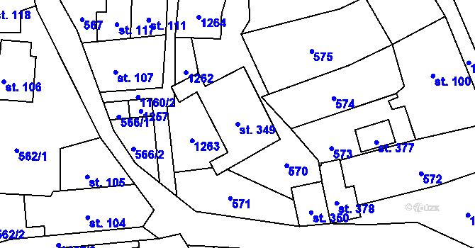 Parcela st. 349 v KÚ Dolní Bohdíkov, Katastrální mapa
