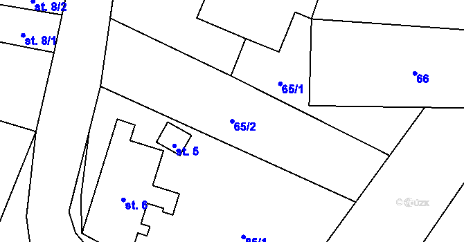 Parcela st. 65/2 v KÚ Dolní Bohdíkov, Katastrální mapa