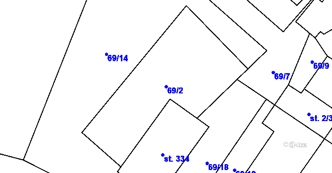 Parcela st. 69/2 v KÚ Dolní Bohdíkov, Katastrální mapa
