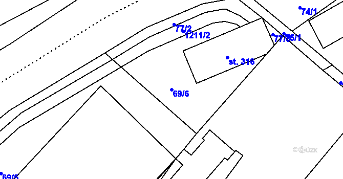 Parcela st. 69/6 v KÚ Dolní Bohdíkov, Katastrální mapa