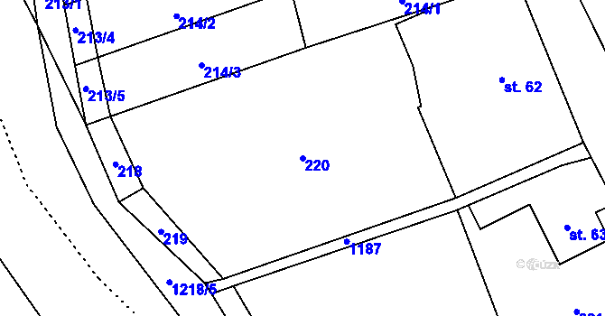 Parcela st. 220 v KÚ Dolní Bohdíkov, Katastrální mapa
