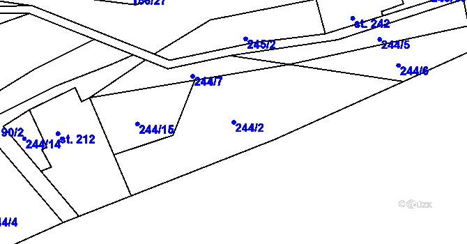 Parcela st. 244/2 v KÚ Dolní Bohdíkov, Katastrální mapa