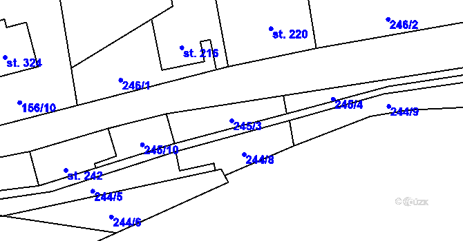 Parcela st. 245/3 v KÚ Dolní Bohdíkov, Katastrální mapa
