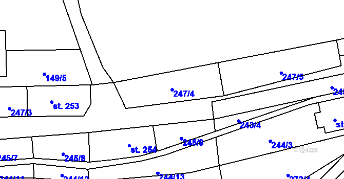 Parcela st. 247/4 v KÚ Dolní Bohdíkov, Katastrální mapa