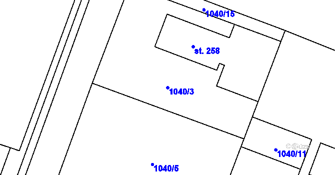 Parcela st. 1040/3 v KÚ Dolní Bohdíkov, Katastrální mapa